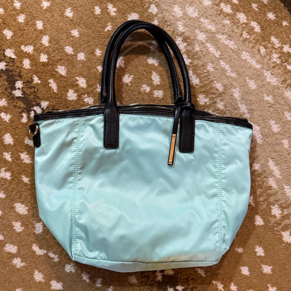 Galeries Lafayette Paris Stylish Black and Light Blue Women's Tote Bag